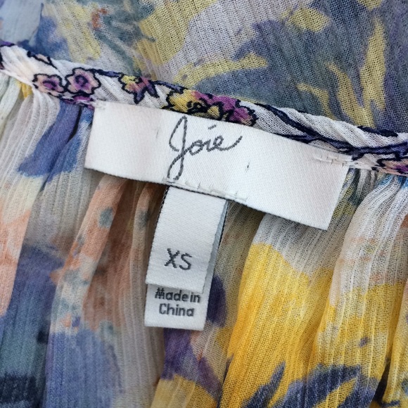 Joie Silk Chiffon Mixed Floral Print Swing Top - Picture 7 of 11